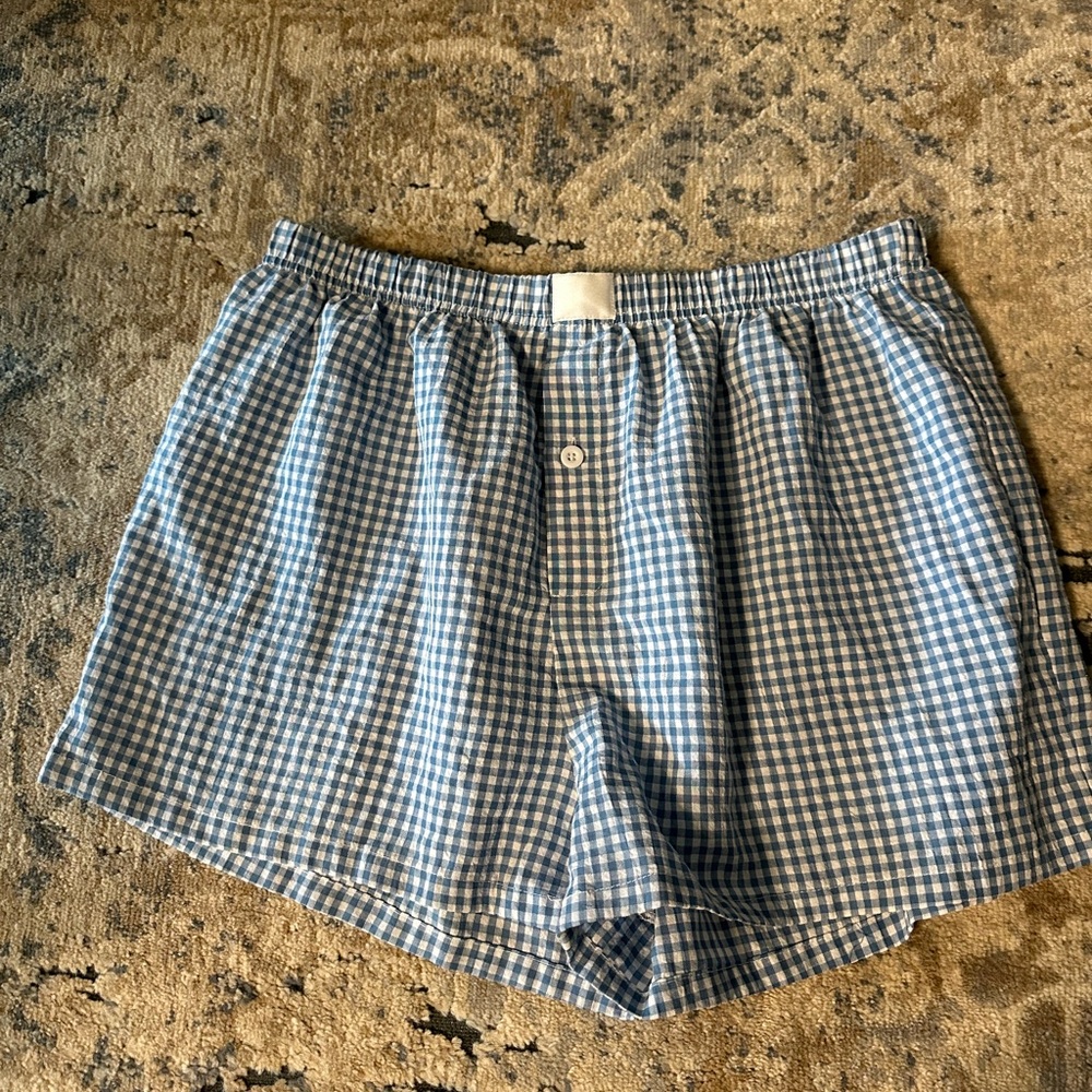 Blue Gingham Women's Boxer Shorts